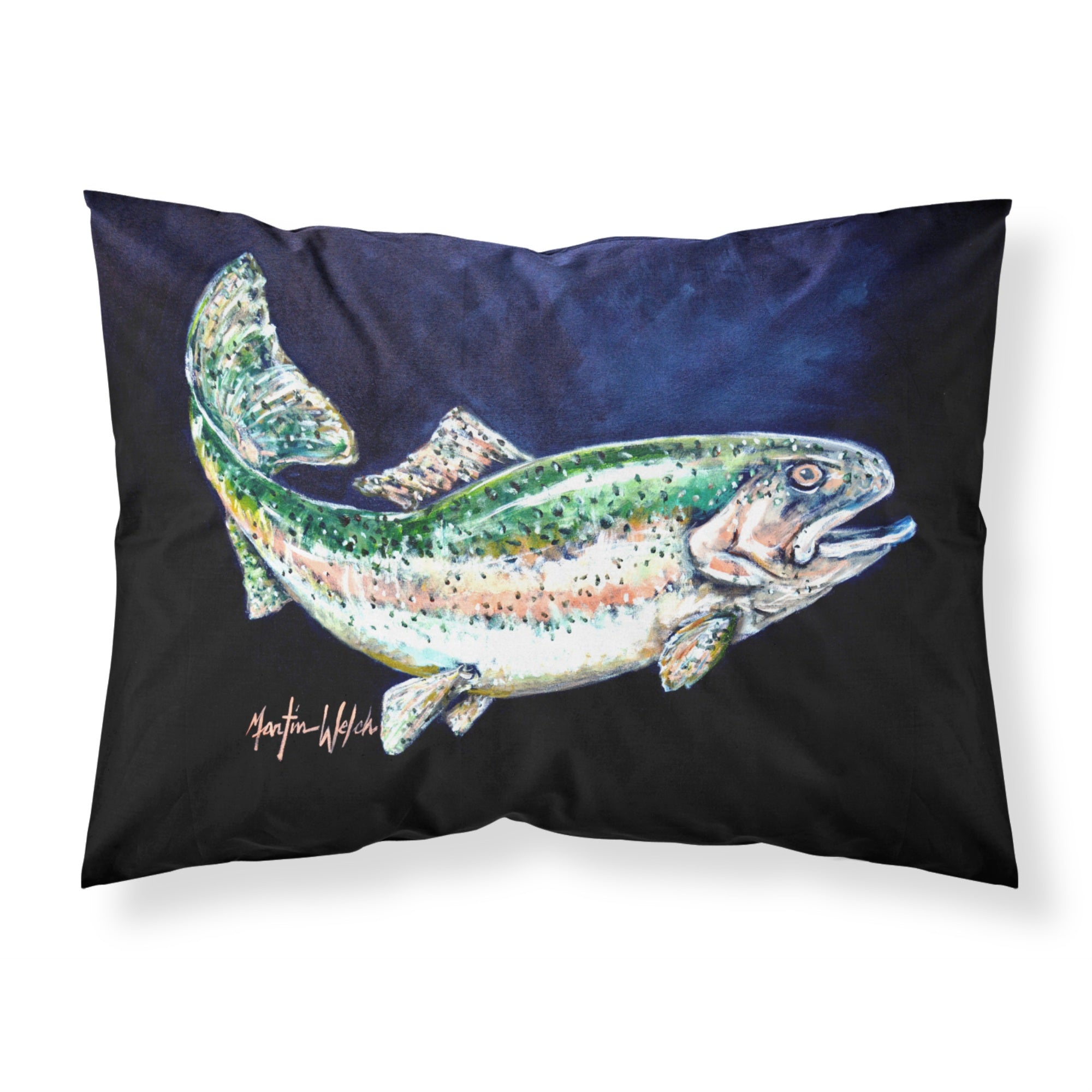 'Caroline'S Treasures Deep Blue Rainbow Trout Fabric Standard Pillowcase Mw1213Pillowcase, Multicolor'