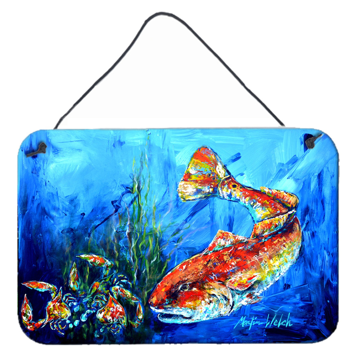 CarolineS Treasures Scattered Red Fish Wall Or Door Hanging Prints Mw1214Ds812, 8 Inch  Inch  X 12 Inch  Inch