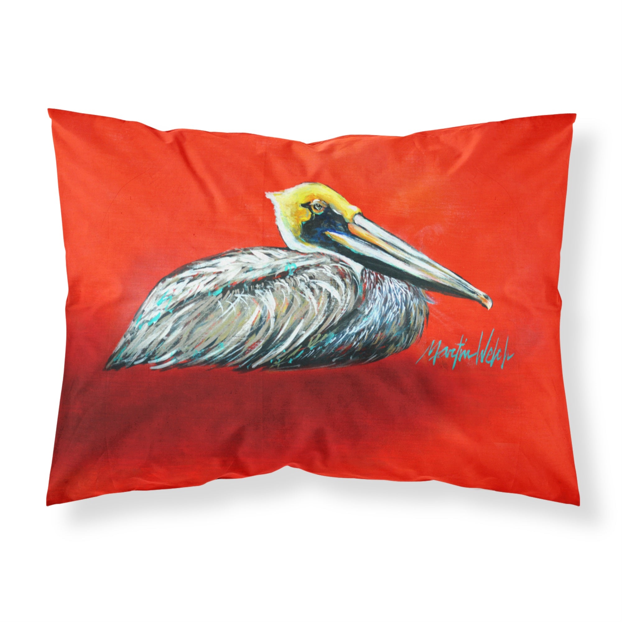 'Caroline'S Treasures ''Sitting Brown Pelican'' Printed, Polyester Envelope Closure Pillowcase, Standard, Multicolor'