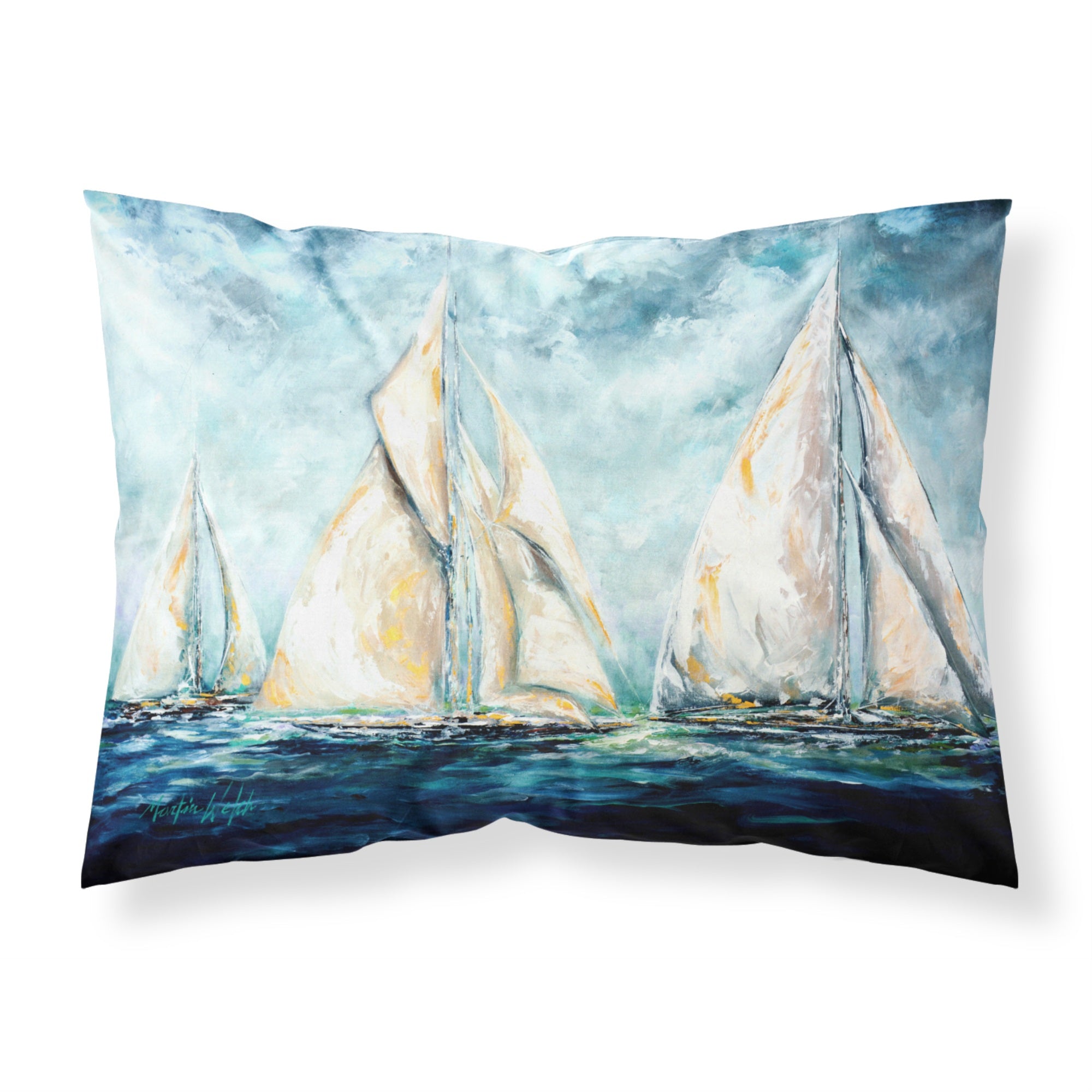 'Caroline'S Treasures The Last Mile Sail Boats Fabric Standard Pillowcases, Multicolor'