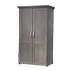 Armoire with Drop Leaf Laptop Desk Craft Table in Grey Oak Finish - Made in USA