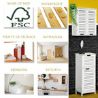 Wall-Mount Bathroom Storage Cabinet with Louver Doors in White Wood Finish