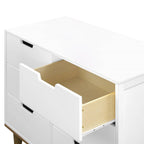 Modern Mid-Century Style 6-Drawer Double Dresser in White Walnut Wood Finish