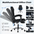 Massage Office Chair with Footrest & Reclining Backrest