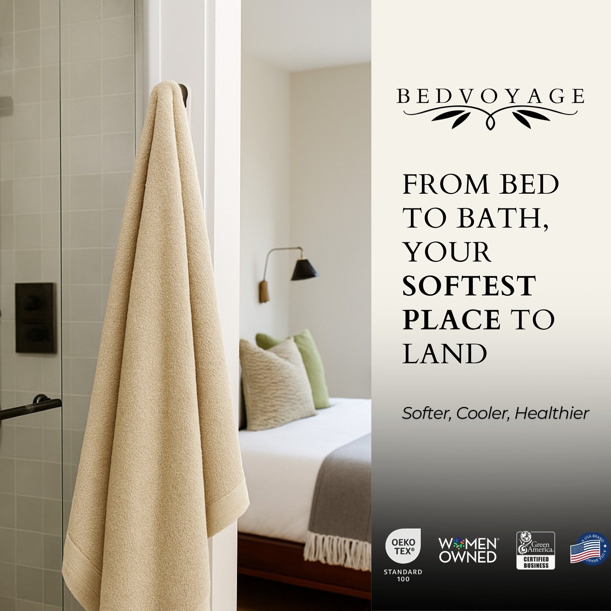 Bamboo Cotton Bath Sheet - Viscose from Bamboo + Cotton - Extra Large - Sand
