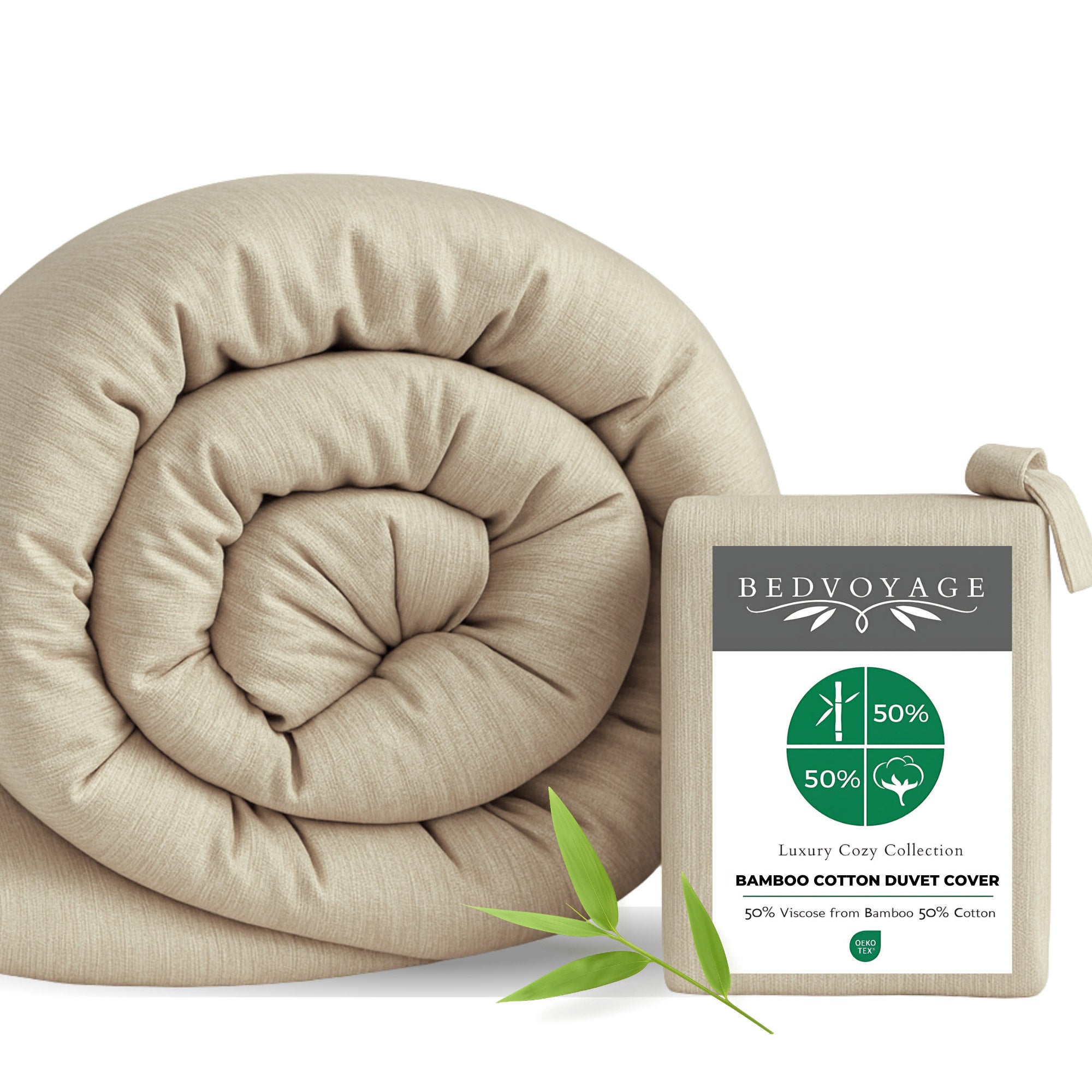 Bamboo Cotton Duvet Cover - Viscose from Bamboo + Cotton - Sand