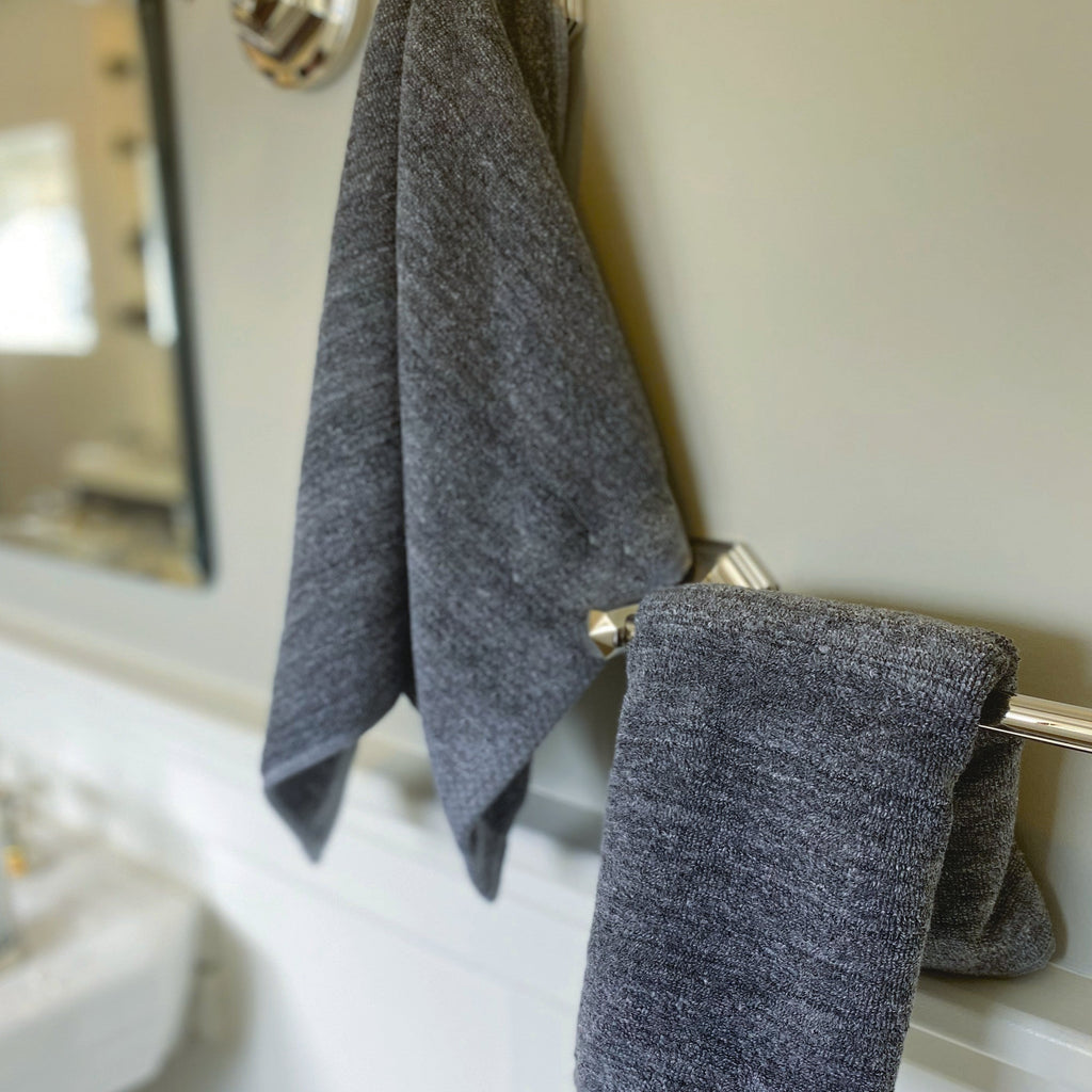 Bamboo Cotton Hand Towels - Viscose from Bamboo + Cotton - 2pk - Charcoal