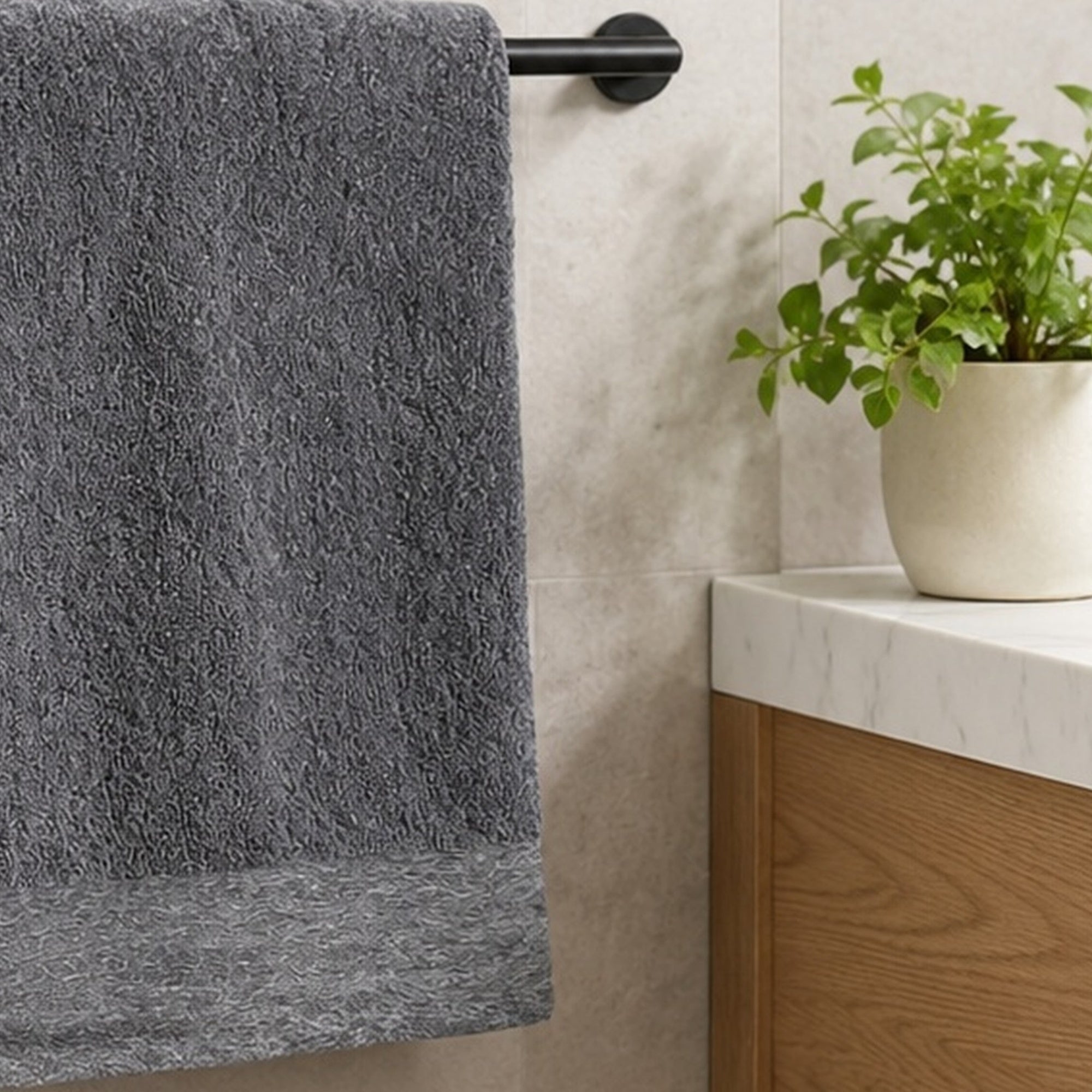 Bamboo Cotton Hand Towels - Viscose from Bamboo + Cotton - 2pk - Charcoal