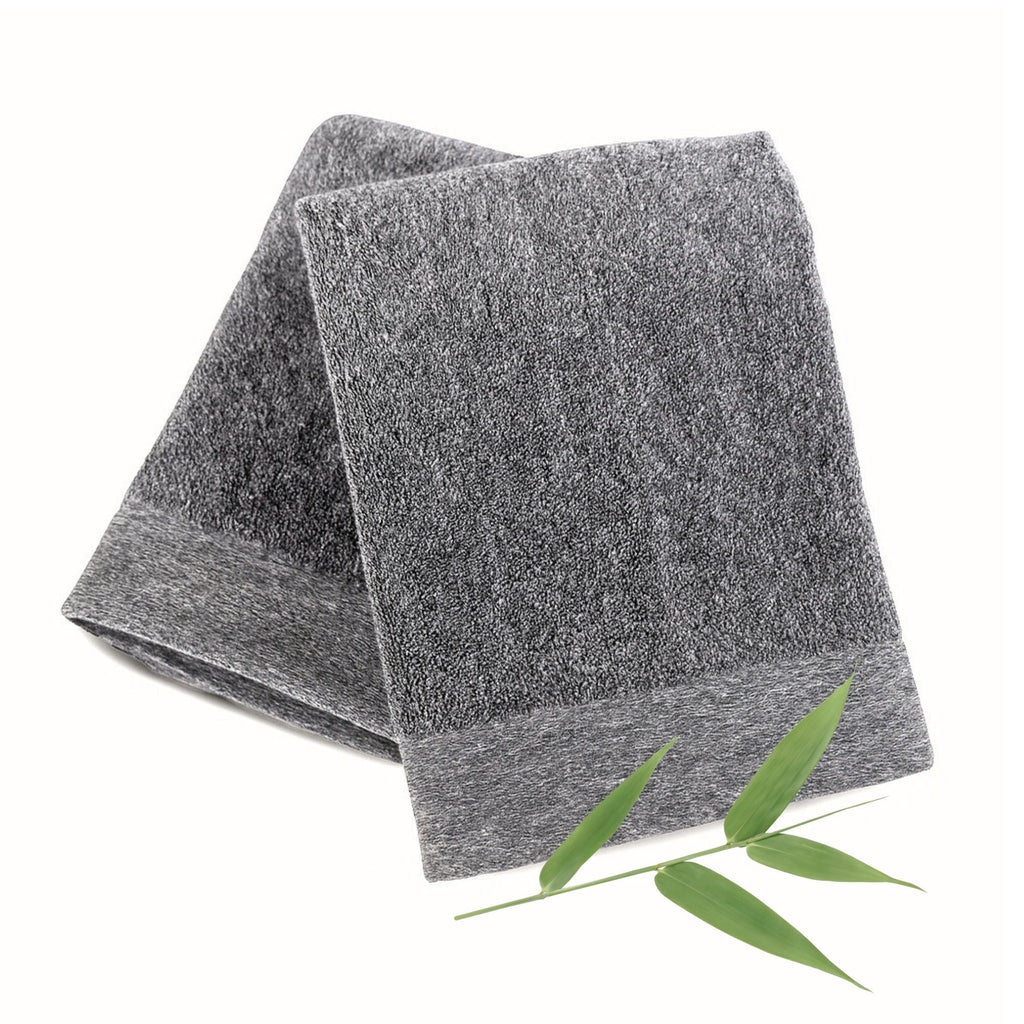 Bamboo Cotton Hand Towels - Viscose from Bamboo + Cotton - 2pk - Charcoal