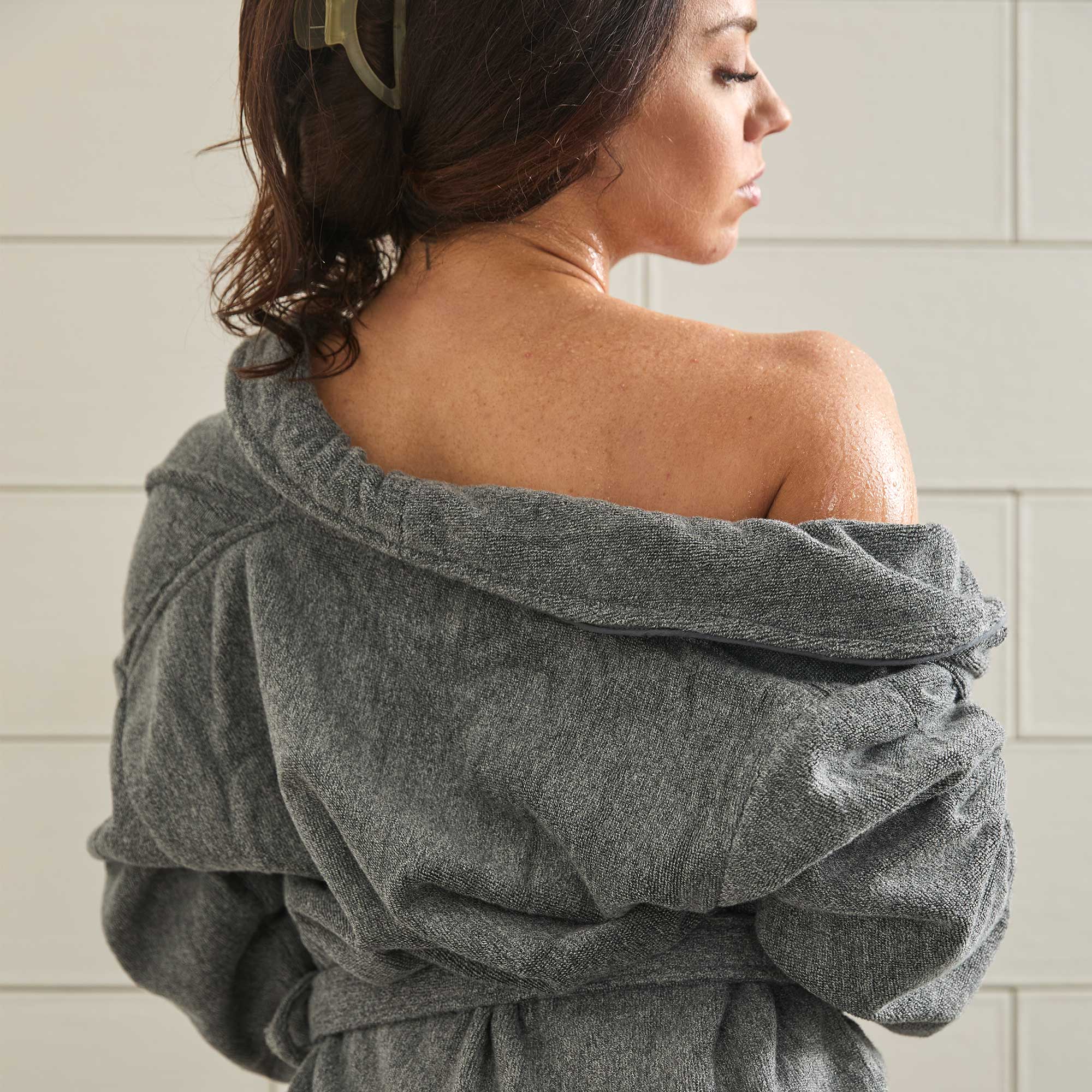 Bamboo Cotton Bath Robe - Viscose from Bamboo + Cotton - Charcoal