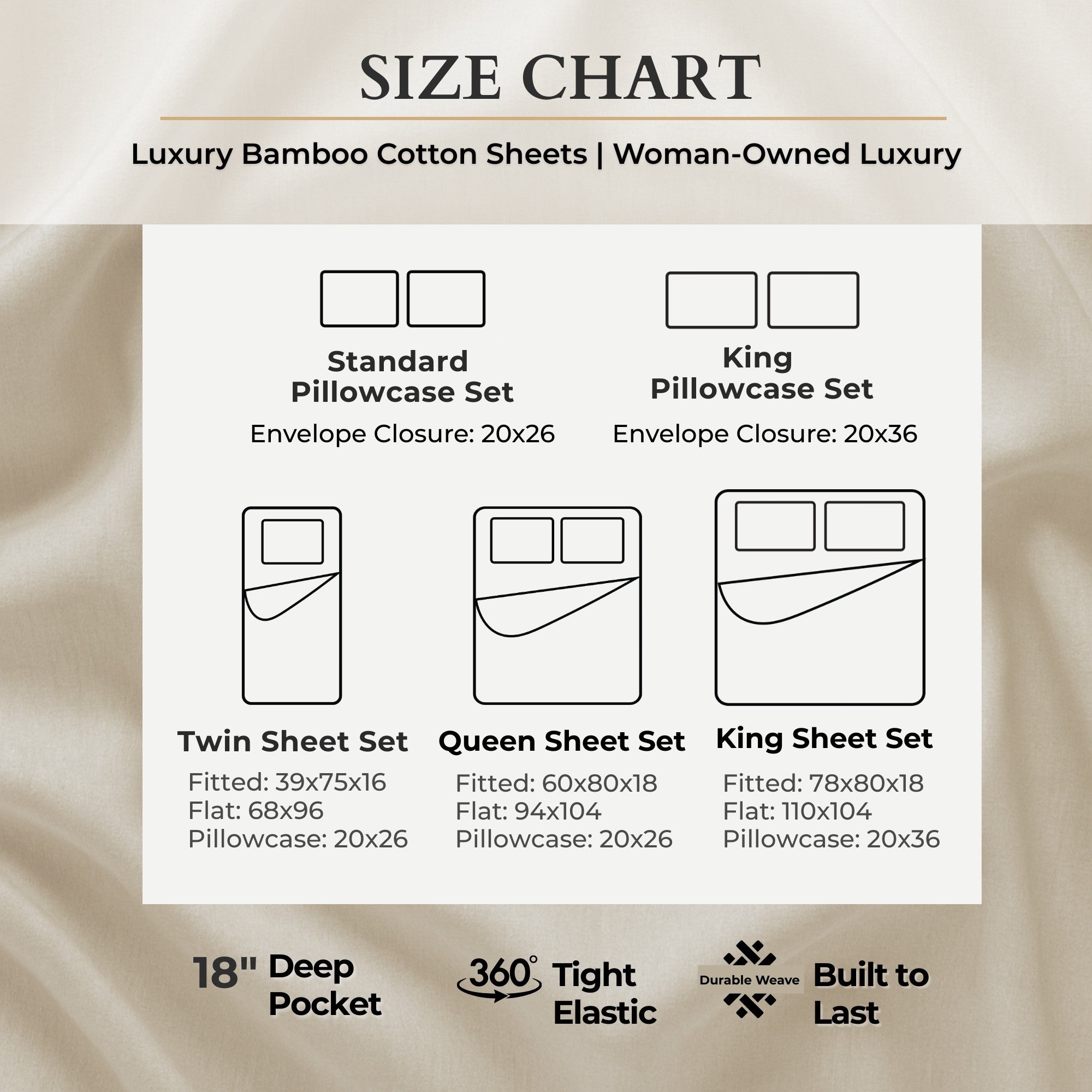 Bamboo Cotton Sheet Set - Viscose from Bamboo + Cotton - Sand