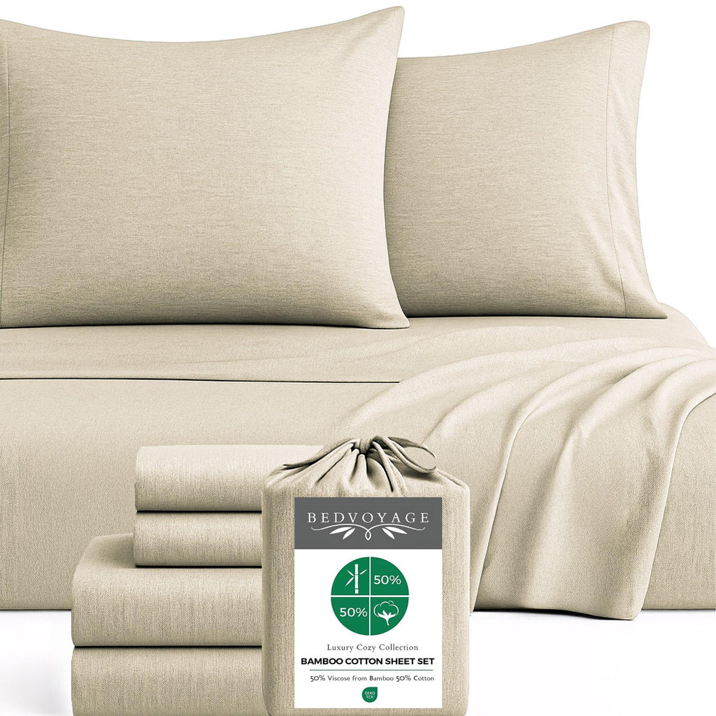 Bamboo Cotton Sheet Set - Viscose from Bamboo + Cotton - Sand