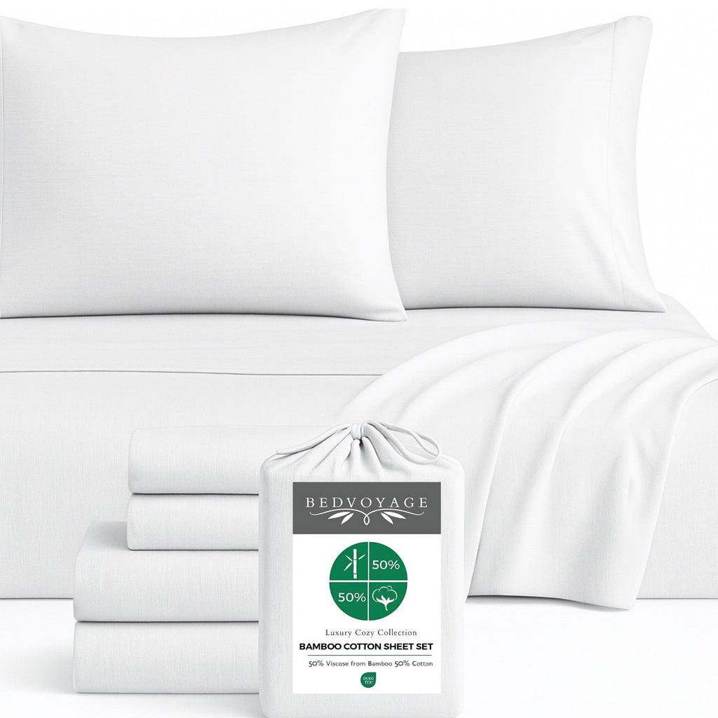 Bamboo Cotton Sheet Set - Viscose from Bamboo + Cotton - Snow