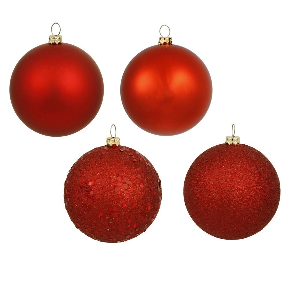 Vickerman 6 Inch  Red 4 Finish Ball Orn Box Of 4  N591503Bx