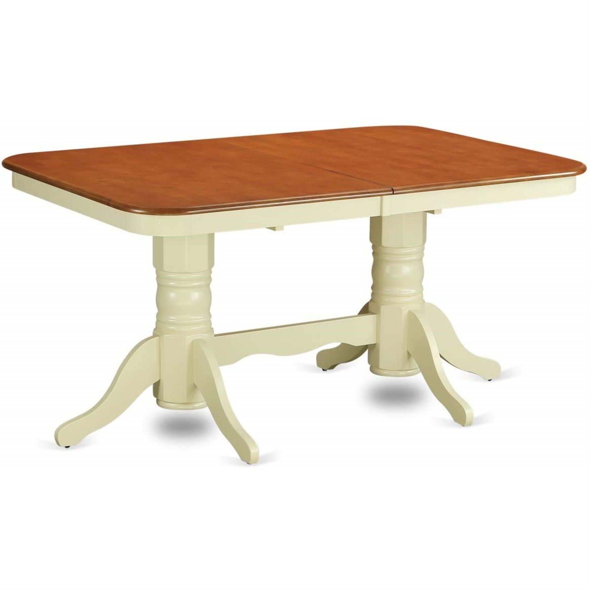 East West Furniture NAAV5-WHI-W 5 Piece Kitchen Table Set for 4 Includes a Rectangle Dining Table with Butterfly Leaf and 4 Dining Room Chairs, 40x78 Inch, Buttermilk & Cherry