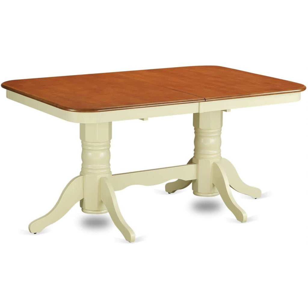 East West Furniture NAAV5-WHI-W 5 Piece Kitchen Table Set for 4 Includes a Rectangle Dining Table with Butterfly Leaf and 4 Dining Room Chairs, 40x78 Inch, Buttermilk & Cherry