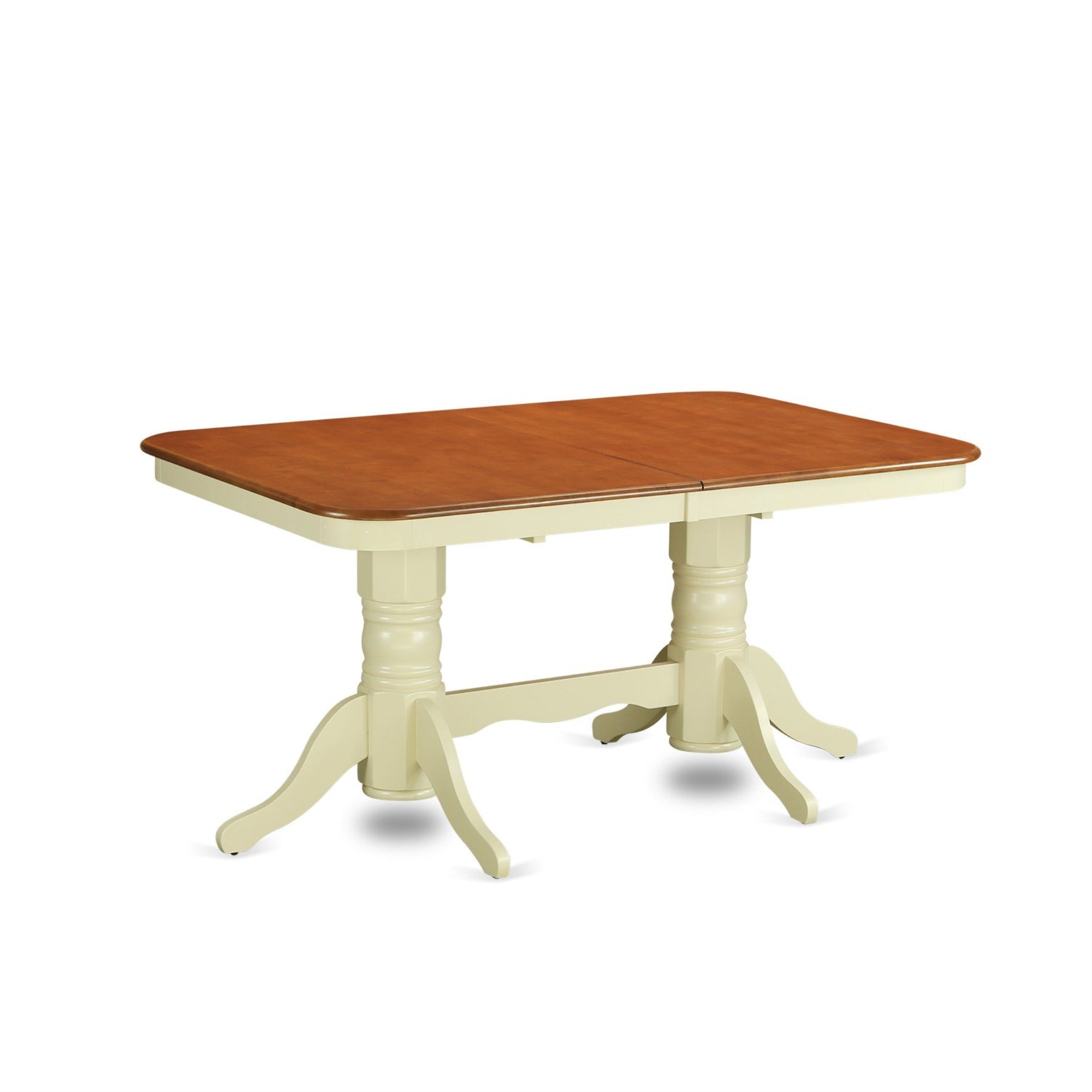 East West Furniture NAKE5-WHI-W 5 Piece Kitchen Table & Chairs Set Includes a Rectangle Dining Room Table with Butterfly Leaf and 4 Dining Chairs, 40x78 Inch, Buttermilk & Cherry