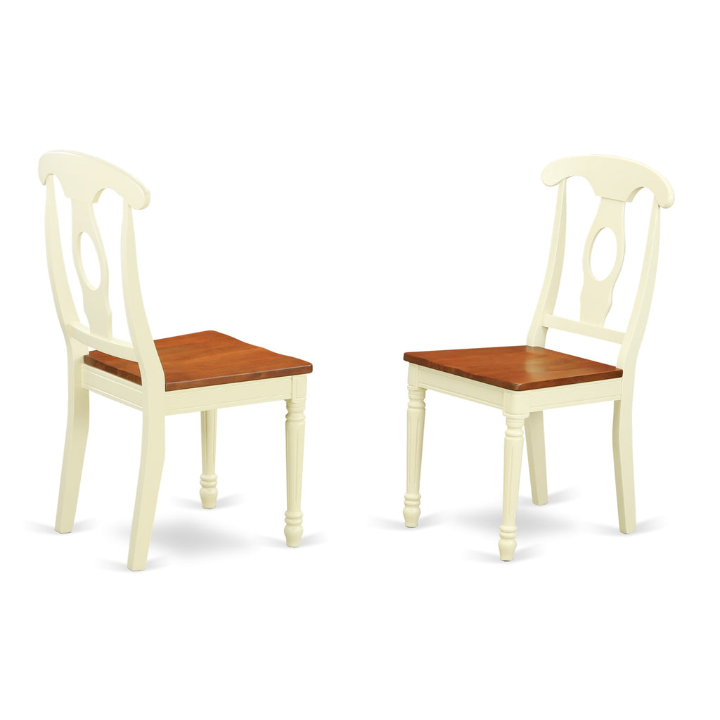 East West Furniture NAKE7-WHI-W Napoleon 7 Piece Modern Set Consist of a Rectangle Wooden Table with Butterfly Leaf and 6 Dining Room Chairs, 40x78 Inch, Buttermilk & Cherry