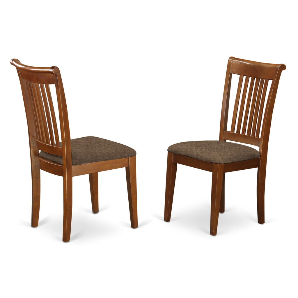 East West Furniture NAPO9-SBR-C 9 Piece Dining Room Set Includes a Rectangle Kitchen Table with Butterfly Leaf and 8 Linen Fabric Upholstered Dining Chairs, 40x78 Inch, Saddle Brown