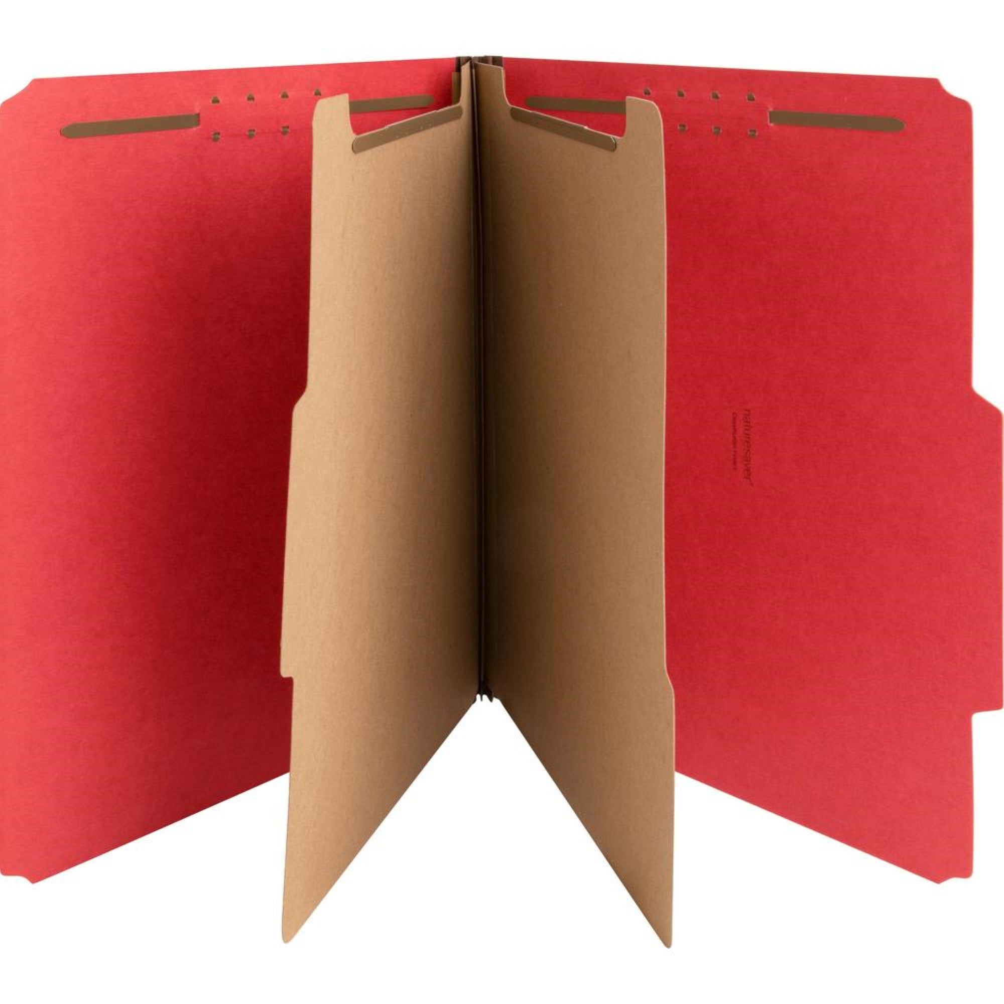 Nature Saver Letter Recycled Classification Folder - 8 1/2 X 11 - 2 Fastener Capacity For Folder - 2 Divider(S) - Red - 100% Rec