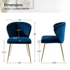 Navy Blue Velvet Upholstered Wingback Accent Side Chair w/ Gold Metal Legs