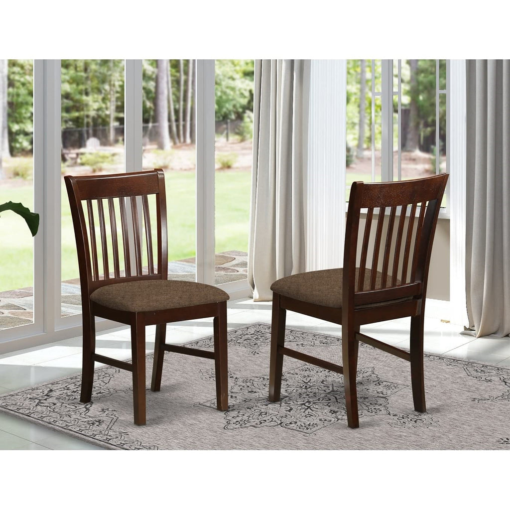 East West Furniture NFC-MAH-W Norfolk Dining Room Chairs - Slat Back Solid Wood Seat Chairs, Set of 2, Mahogany