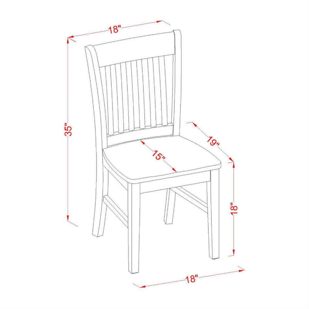 East West Furniture NFC-OAK-W Norfolk Dining Chairs - Slat Back Wooden Seat Chairs, Set of 2, Oak
