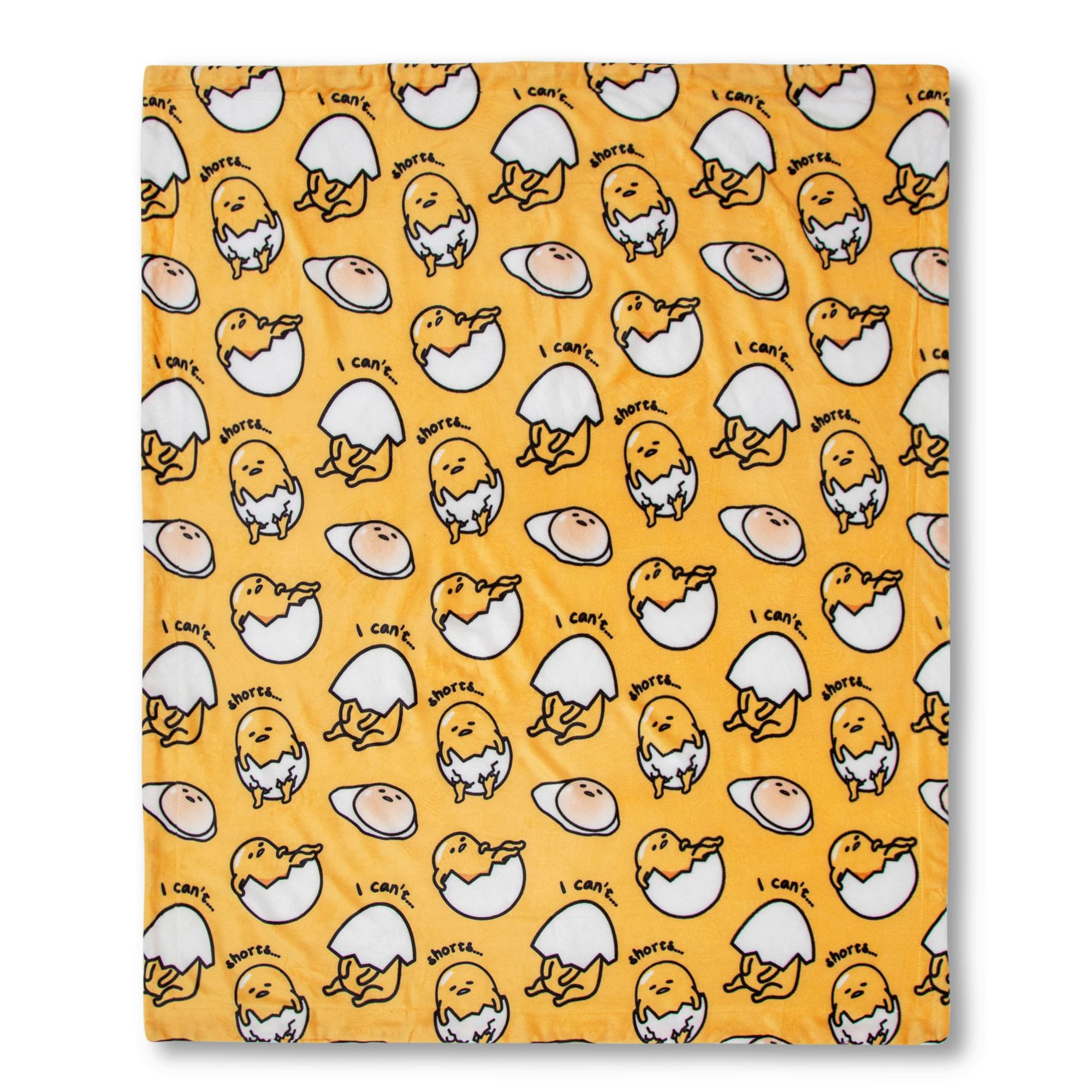 Sanrio Gudetama Shell Shorts Silk-Touch Sherpa Throw Blanket  50 X 60 Inches