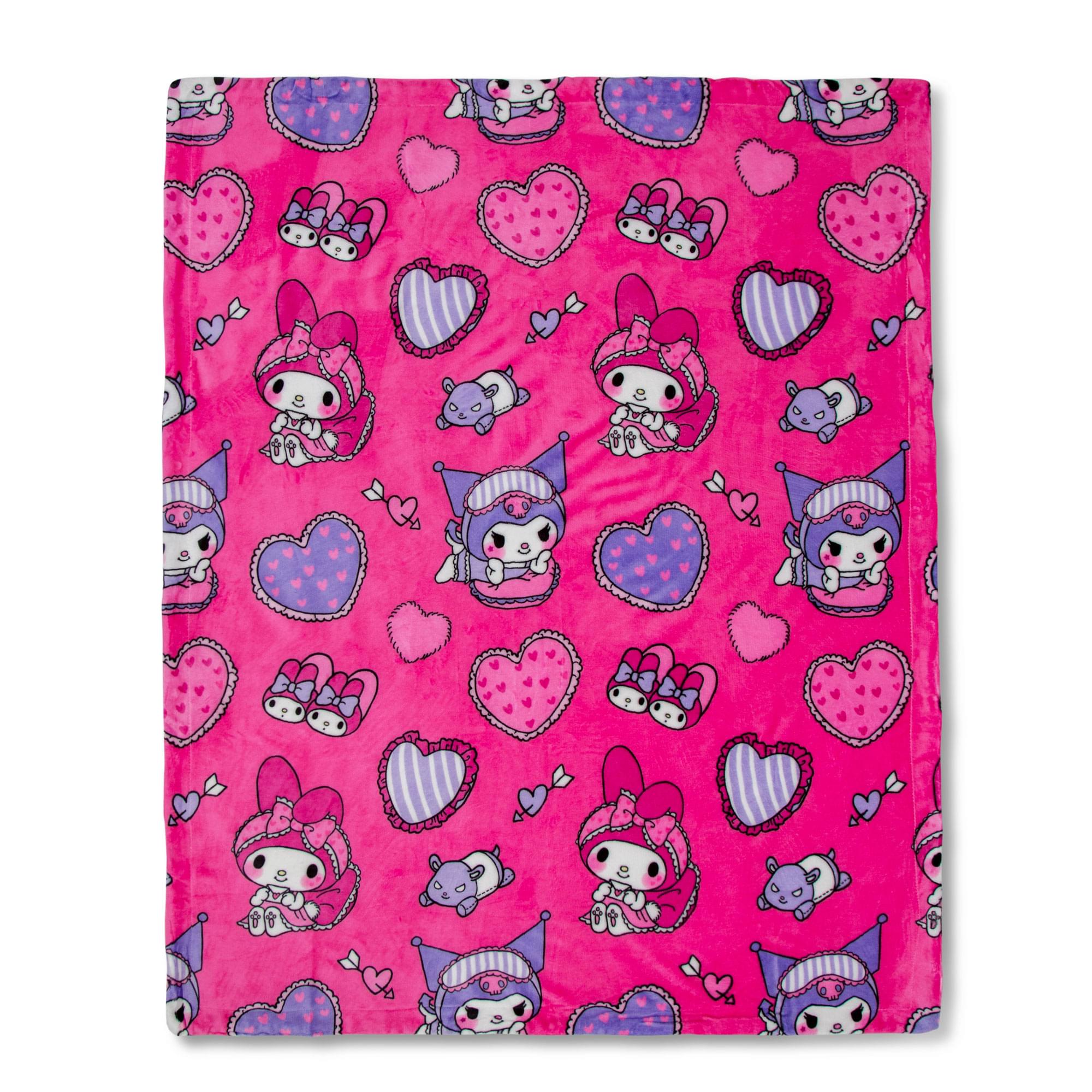 Sanrio My Melody And Kuromi Pillow Fight Sherpa Throw Blanket  50 X 60 Inches