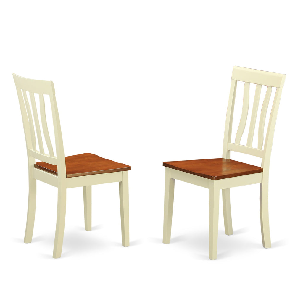 East West Furniture NIAN6-WHI-W 6 Piece Kitchen Table & Chairs Set Contains a Rectangle Dining Table with Butterfly Leaf and 4 Dining Room Chairs with a Bench, 36x66 Inch, Buttermilk & Cherry