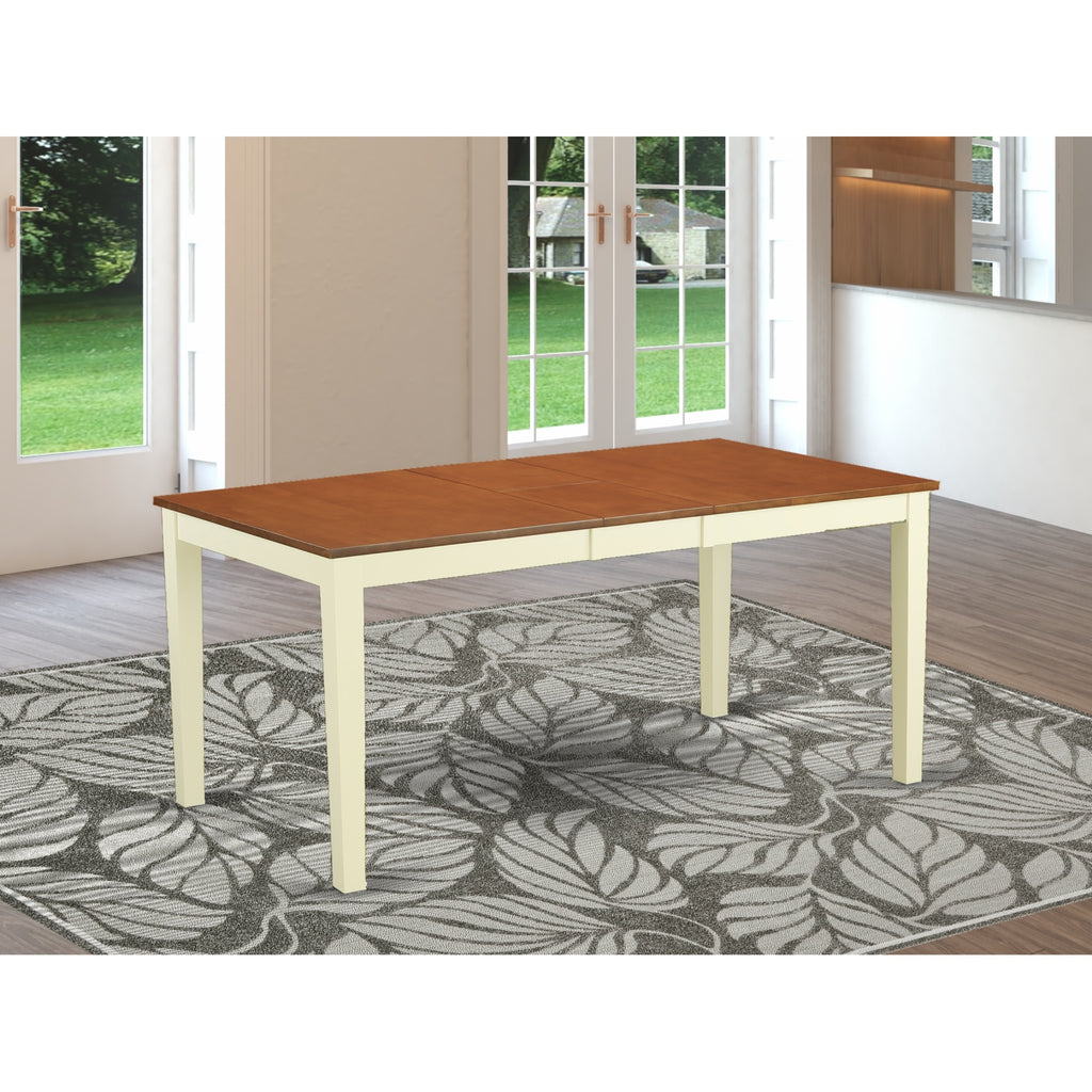 East West Furniture NIT-WHI-T Nicoli Modern Dining Table - a Rectangle Kitchen Table Top with Butterfly Leaf, 36x66 Inch, Buttermilk & Cherry