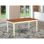 East West Furniture NIT-WHI-T Nicoli Modern Dining Table - a Rectangle Kitchen Table Top with Butterfly Leaf, 36x66 Inch, Buttermilk & Cherry