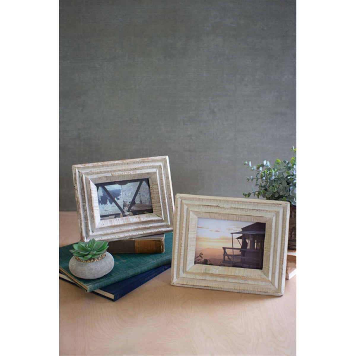 Set Of Two Recycled Wood Photo Frames  White Wash