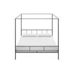 King size Dark Grey Metal Canopy Bed Frame with Headboard and Footboard