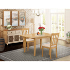 East West Furniture NOAN3-OAK-C 3 Piece Kitchen Table Set Contains a Rectangle Dining Table with Butterfly Leaf and 2 Linen Fabric Dining Room Chairs, 32x54 Inch, Oak