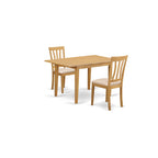 East West Furniture NOAN3-OAK-C 3 Piece Kitchen Table Set Contains a Rectangle Dining Table with Butterfly Leaf and 2 Linen Fabric Dining Room Chairs, 32x54 Inch, Oak
