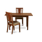 East West Furniture Norfolk 3 Piece Set Contains a Rectangle Dining Room Table with Butterfly Leaf and 2 Faux Leather Upholstered Kitchen Chairs, 32x54 Inch, Mahogany