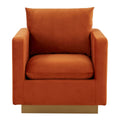 LeisureMod Nervo Velvet Accent Armchair With Gold Frame