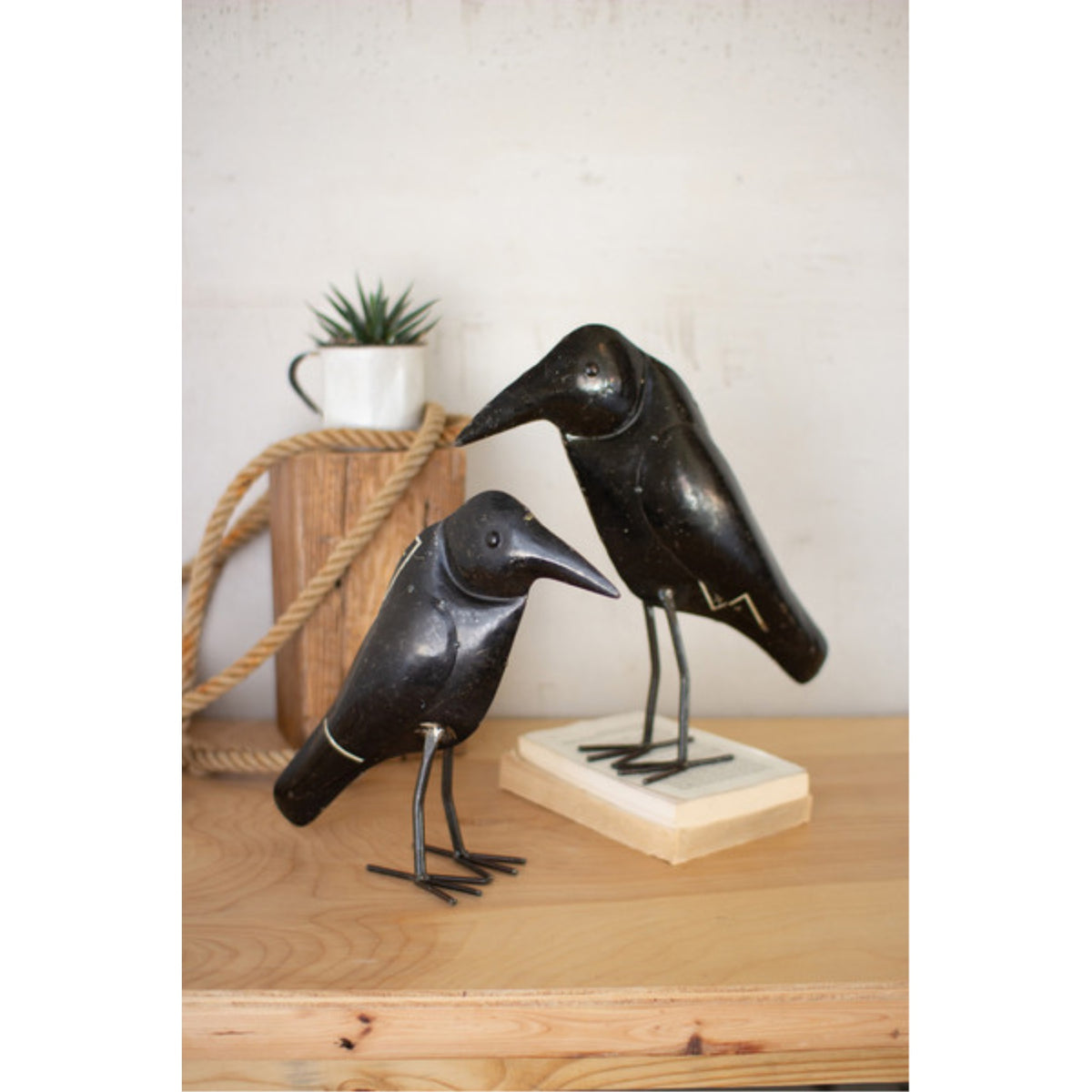 Set Of Two Antique Black Iron Crows