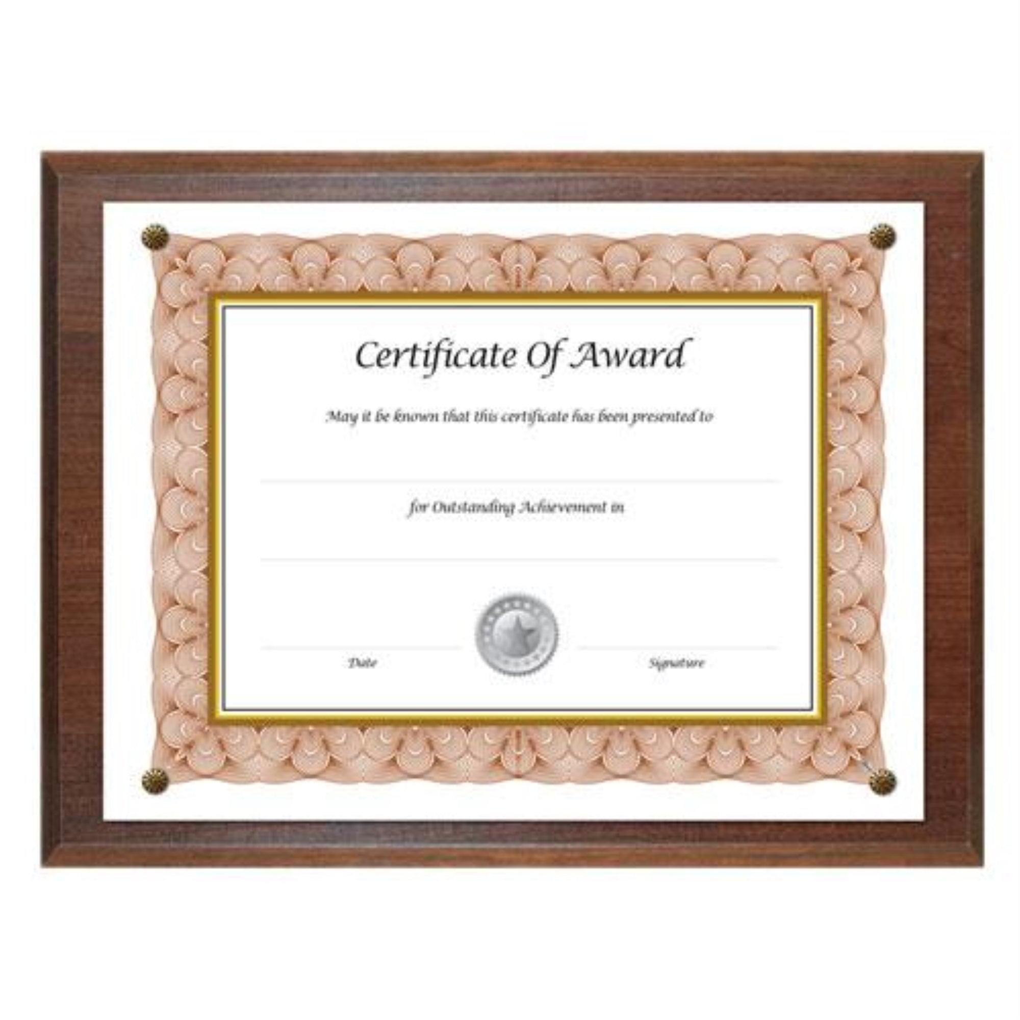 Award-A-Plaque Document Holder, Acrylic/Plastic, 10.5 X 13, Walnut