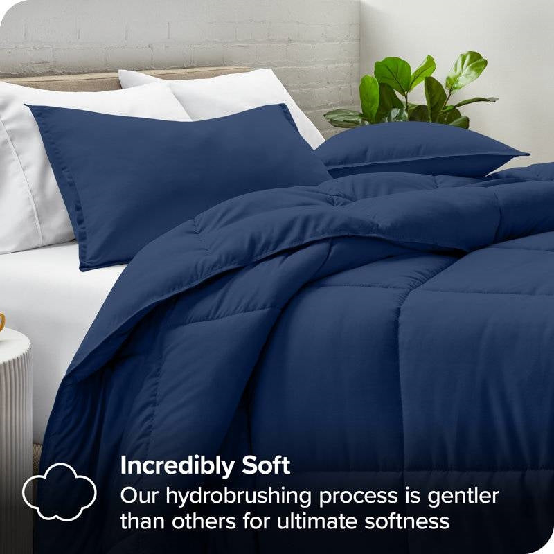 Twin/Twin XL size Super Soft Down Alternative Comforter Set in Navy Blue