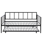 Twin size Heavy Duty Metal Daybed with Roll-Out Trundle Bed