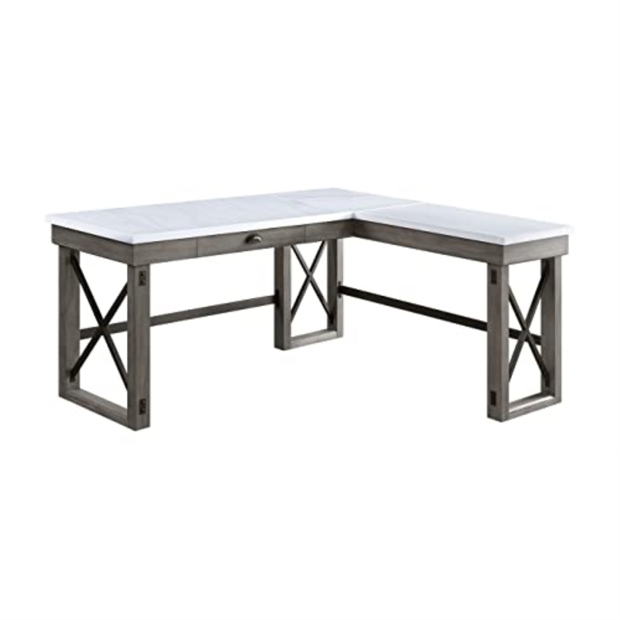 Acme Talmar Writing Desk with Lift Top in Marble Top and Weathered Gray Finish