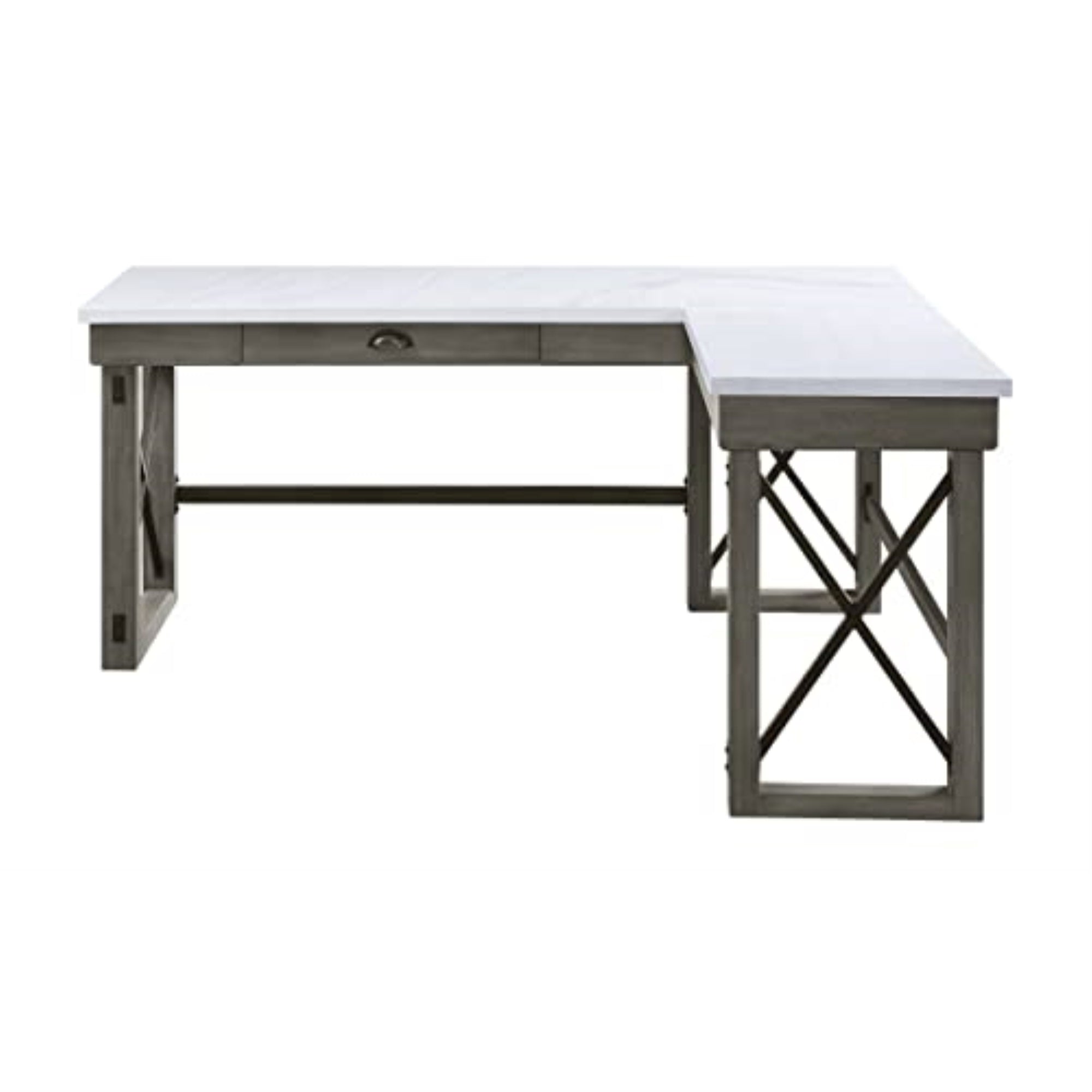 Acme Talmar Writing Desk with Lift Top in Marble Top and Weathered Gray Finish