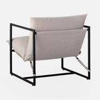 Modern Beige Grey Tan Oatmeal Upholstered Accent Chair with Metal Frame