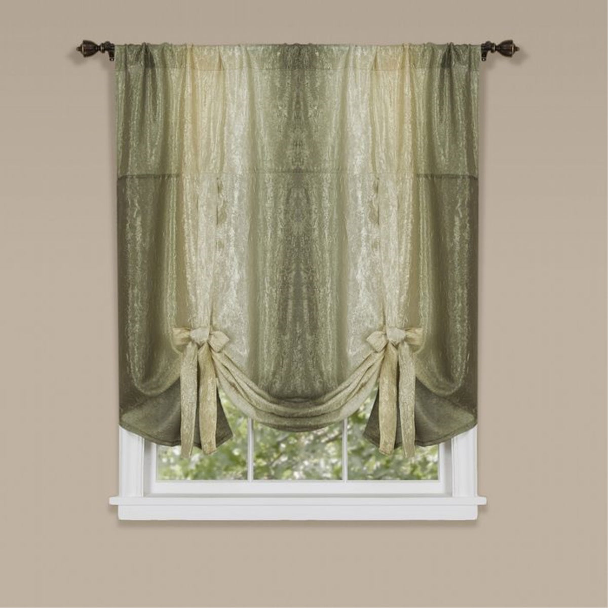 Ombretailored Tie Up Shade  Rainbow Design, Multiple Colors  Pair With Panels, Scarf, Valance  50X63  Sage
