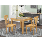 East West Furniture Oxford 3 Piece Kitchen Set Contains a Square Table and 2 Dining Room Chairs, 36x36 Inch, OXAV3-OAK-W