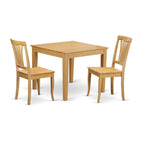 East West Furniture Oxford 3 Piece Kitchen Set Contains a Square Table and 2 Dining Room Chairs, 36x36 Inch, OXAV3-OAK-W