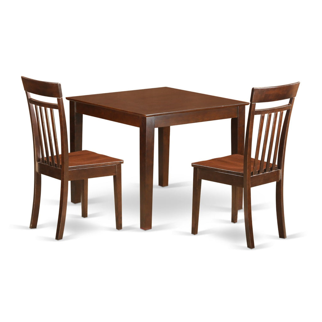 East West Furniture OXCA3-MAH-LC 3 Piece Dinette Set for Small Spaces Contains a Square Dining Table and 2 Faux Leather Dining Room Chairs, 36x36 Inch, Mahogany