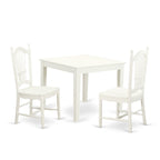 East West Furniture OXDO3-LWH-W 3 Piece Kitchen Table Set for Small Spaces Contains a Square Dining Room Table and 2 Dining Chairs, 36x36 Inch, Linen White